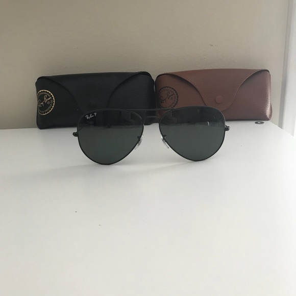 Polarized Black ray ban aviator sunglasses - Picture 1 of 6